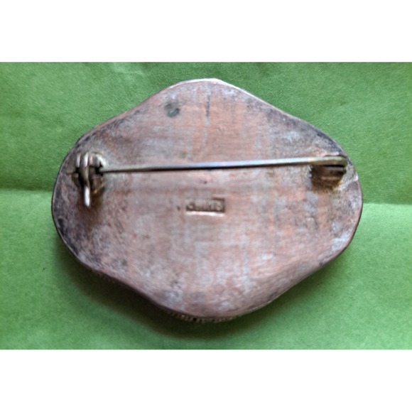 Antique Chinese Cinnabar Brooch Pin - Picture 4 of 6